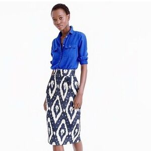 JCrew Collection Midi Ikat Skirt at Navy